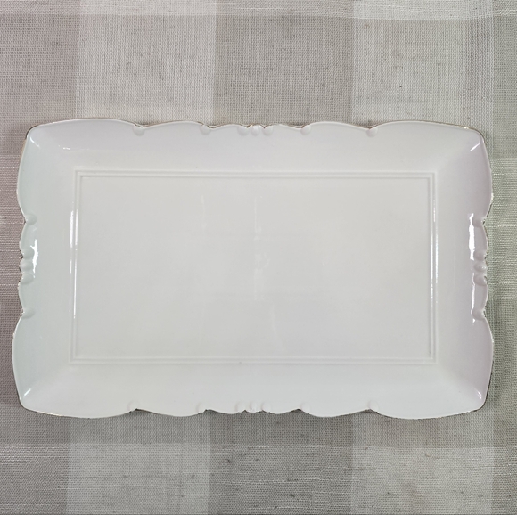 Elegant White Porcelain Vanity Tray Ornate Platter w/Gold Rim French Shabby Chic - Picture 4 of 13
